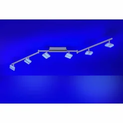 Luminaires Leuchten Direkt Plafonnier Leuchten-Direkt SABI LED Nickel mat, 6 lumières, Télécommandes, Changeur de couleurs