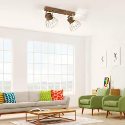 Lampes En Bois-Luminaires Leuchten Direkt Plafonnier Leuchten-Direkt ALAMI Bois foncé, 2 lumières