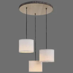 Lampes En Tissu-Luminaires Leuchten Direkt Plafonnier Leuchten-Direkt BARK Écru, Noir, 3 lumières