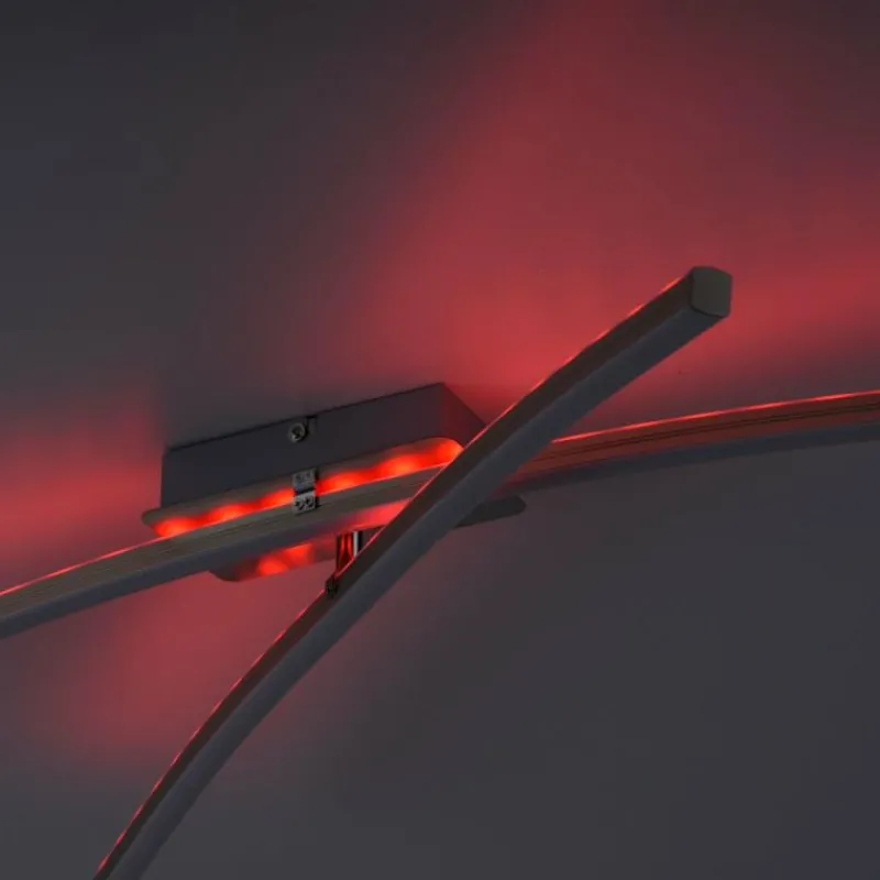 Luminaires Leuchten Direkt Plafonnier Leuchten-Direkt ALINA LED Acier brossé, 2 lumières, Télécommandes, Changeur de couleurs* Éclairage Led