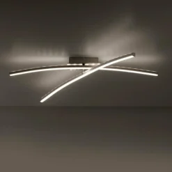 Luminaires Leuchten Direkt Plafonnier Leuchten-Direkt ALINA LED Acier brossé, 2 lumières, Télécommandes, Changeur de couleurs* Éclairage Led