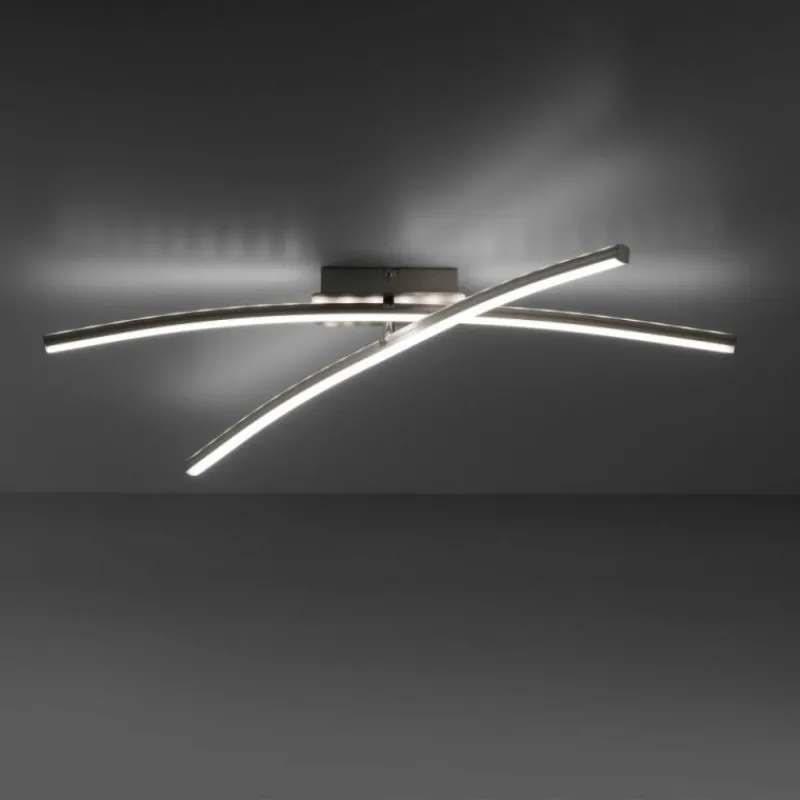 Luminaires Leuchten Direkt Plafonnier Leuchten-Direkt ALINA LED Acier brossé, 2 lumières, Télécommandes, Changeur de couleurs* Éclairage Led