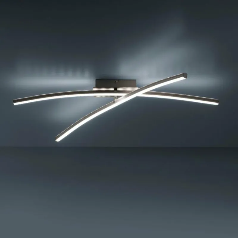 Luminaires Leuchten Direkt Plafonnier Leuchten-Direkt ALINA LED Acier brossé, 2 lumières, Télécommandes, Changeur de couleurs* Éclairage Led