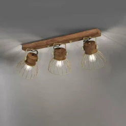 Lampes En Bois-Luminaires Leuchten Direkt Plafonnier Leuchten-Direkt ALAMI Bois foncé, 3 lumières