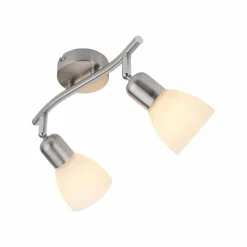 Luminaires Leuchten Direkt Plafonnier Leuchten-Direkt KARO Acier brossé, 2 lumières