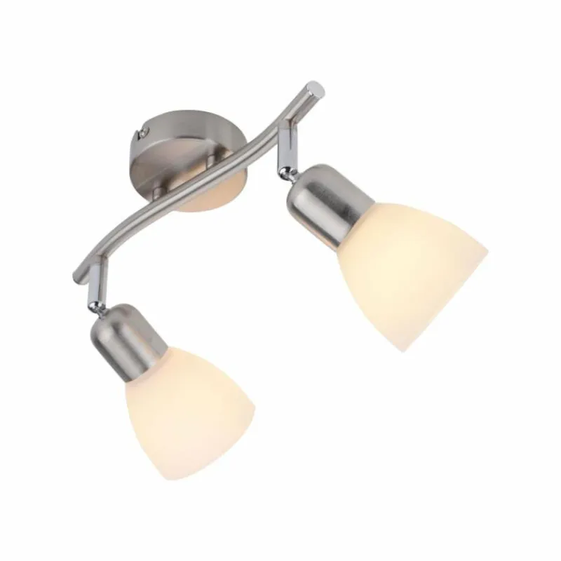 Luminaires Leuchten Direkt Plafonnier Leuchten-Direkt KARO Acier brossé, 2 lumières