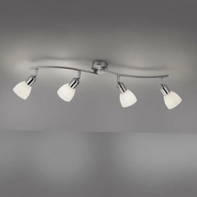 Luminaires Leuchten Direkt Plafonnier Leuchten-Direkt KARO Acier brossé, 4 lumières