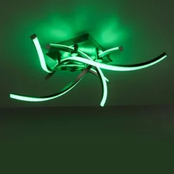 Luminaires Leuchten Direkt Plafonnier Leuchten-Direkt LOLAsmart-SWING LED Acier brossé, 4 lumières, Télécommandes, Changeur de couleurs