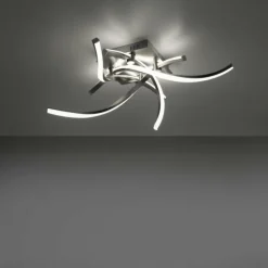 Luminaires Leuchten Direkt Plafonnier Leuchten-Direkt LOLAsmart-SWING LED Acier brossé, 4 lumières, Télécommandes, Changeur de couleurs