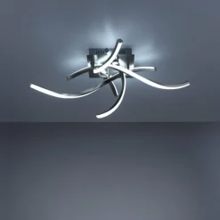 Luminaires Leuchten Direkt Plafonnier Leuchten-Direkt LOLAsmart-SWING LED Acier brossé, 4 lumières, Télécommandes, Changeur de couleurs