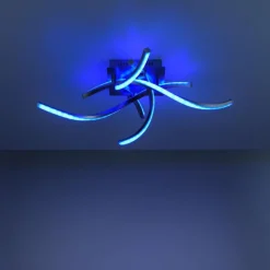 Luminaires Leuchten Direkt Plafonnier Leuchten-Direkt LOLAsmart-SWING LED Acier brossé, 4 lumières, Télécommandes, Changeur de couleurs