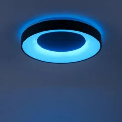 Luminaires Leuchten Direkt Plafonnier Leuchten-Direkt LOLAsmart-ANIKA LED Anthracite, 1 lumière, Télécommandes, Changeur de couleurs