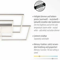 Luminaires Leuchten Direkt Plafonnier Leuchten-Direkt ASMIN LED Acier brossé, 3 lumières, Télécommandes* Éclairage Led