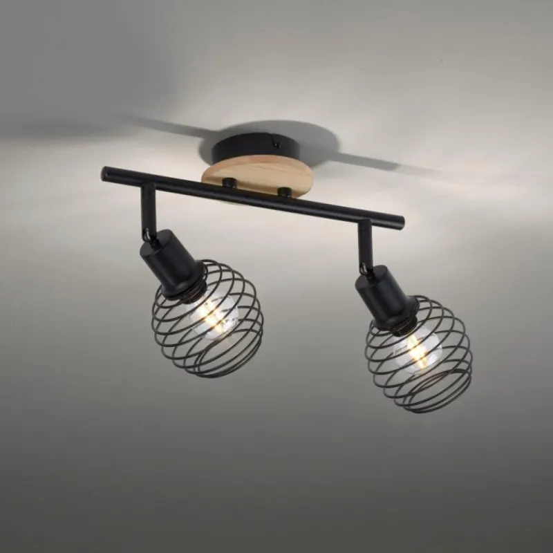 Lampes En Bois-Luminaires Leuchten Direkt Plafonnier Leuchten-Direkt EUGEN Écru, Noir, 2 lumières