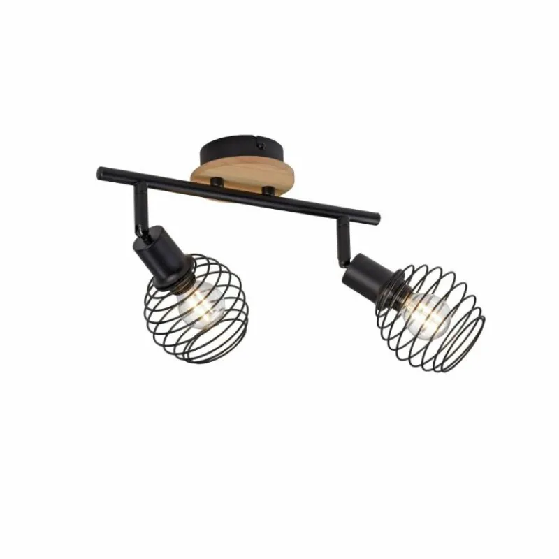 Lampes En Bois-Luminaires Leuchten Direkt Plafonnier Leuchten-Direkt EUGEN Écru, Noir, 2 lumières