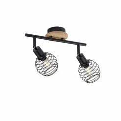 Lampes En Bois-Luminaires Leuchten Direkt Plafonnier Leuchten-Direkt EUGEN Écru, Noir, 2 lumières