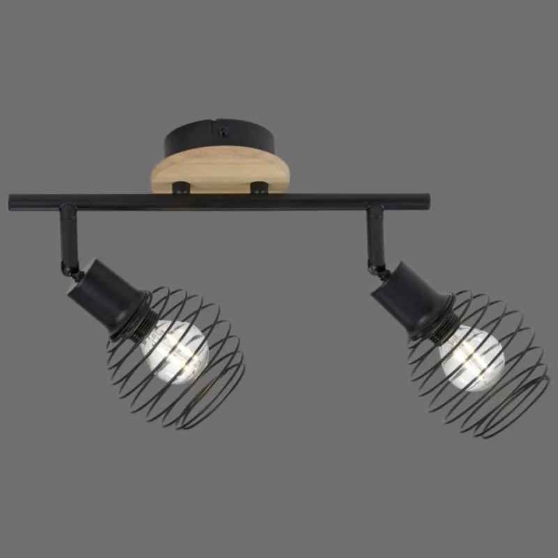 Lampes En Bois-Luminaires Leuchten Direkt Plafonnier Leuchten-Direkt EUGEN Écru, Noir, 2 lumières