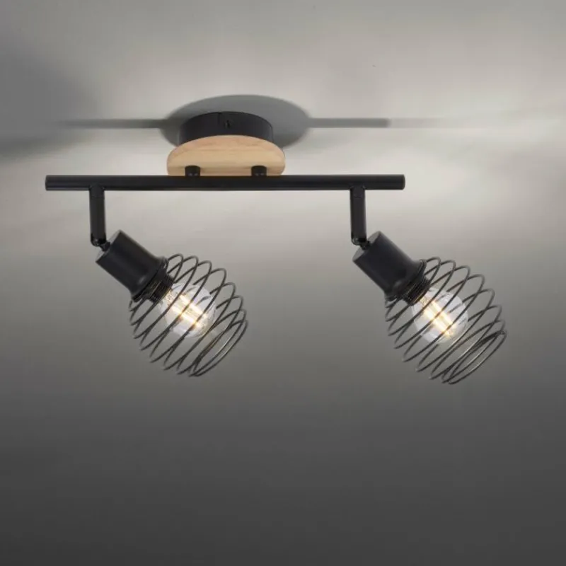 Lampes En Bois-Luminaires Leuchten Direkt Plafonnier Leuchten-Direkt EUGEN Écru, Noir, 2 lumières