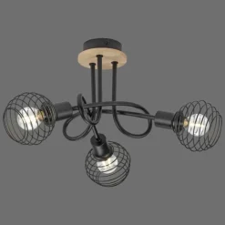 Lampes En Bois-Luminaires Leuchten Direkt Plafonnier Leuchten-Direkt EUGEN Écru, Noir, 3 lumières