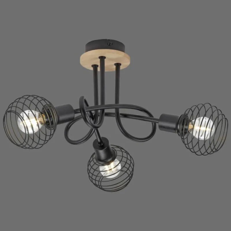 Lampes En Bois-Luminaires Leuchten Direkt Plafonnier Leuchten-Direkt EUGEN Écru, Noir, 3 lumières