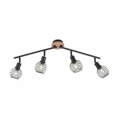 Lampes En Bois-Luminaires Leuchten Direkt Plafonnier Leuchten-Direkt EUGEN Écru, Noir, 4 lumières