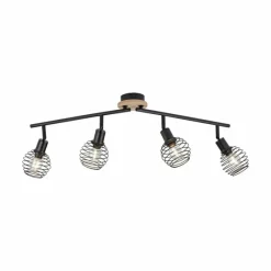 Lampes En Bois-Luminaires Leuchten Direkt Plafonnier Leuchten-Direkt EUGEN Écru, Noir, 4 lumières