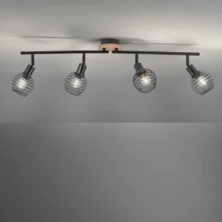 Lampes En Bois-Luminaires Leuchten Direkt Plafonnier Leuchten-Direkt EUGEN Écru, Noir, 4 lumières