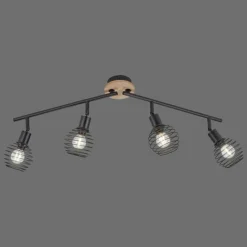 Lampes En Bois-Luminaires Leuchten Direkt Plafonnier Leuchten-Direkt EUGEN Écru, Noir, 4 lumières