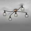 Lampes En Bois-Luminaires Leuchten Direkt Plafonnier Leuchten-Direkt EUGEN Écru, Noir, 5 lumières