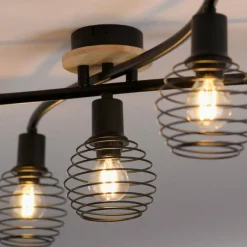 Lampes En Bois-Luminaires Leuchten Direkt Plafonnier Leuchten-Direkt EUGEN Écru, Noir, 5 lumières