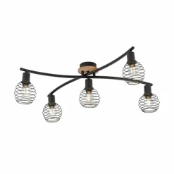 Lampes En Bois-Luminaires Leuchten Direkt Plafonnier Leuchten-Direkt EUGEN Écru, Noir, 5 lumières