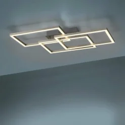 Luminaires Leuchten Direkt Plafonnier Leuchten-Direkt LOLAsmart-MAXI LED Acier brossé, 3 lumières, Télécommandes, Changeur de couleurs