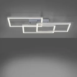 Luminaires Leuchten Direkt Plafonnier Leuchten-Direkt LOLAsmart-MAXI LED Acier brossé, 3 lumières, Télécommandes, Changeur de couleurs