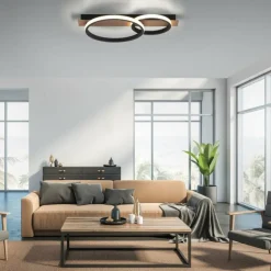 Lampes En Bois-Luminaires Leuchten Direkt Plafonnier Leuchten-Direkt Trooper LED Couleur bois, Noir, 1 lumière