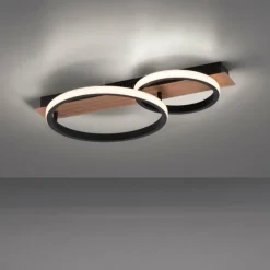 Lampes En Bois-Luminaires Leuchten Direkt Plafonnier Leuchten-Direkt Trooper LED Couleur bois, Noir, 1 lumière