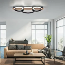 Lampes En Bois-Luminaires Leuchten Direkt Plafonnier Leuchten-Direkt Trooper LED Couleur bois, Noir, 1 lumière