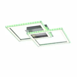 Luminaires Leuchten Direkt Plafonnier Leuchten-Direkt FELIX60 LED Acier brossé, 1 lumière, Télécommandes, Changeur de couleurs* Éclairage Led