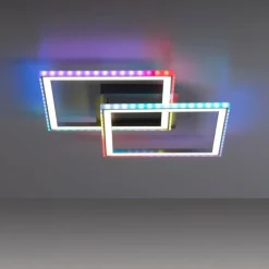 Luminaires Leuchten Direkt Plafonnier Leuchten-Direkt FELIX60 LED Acier brossé, 1 lumière, Télécommandes, Changeur de couleurs* Éclairage Led