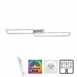 Luminaires Leuchten Direkt Plafonnier Leuchten-Direkt FELIX60 LED Acier brossé, 1 lumière, Télécommandes, Changeur de couleurs* Éclairage Led