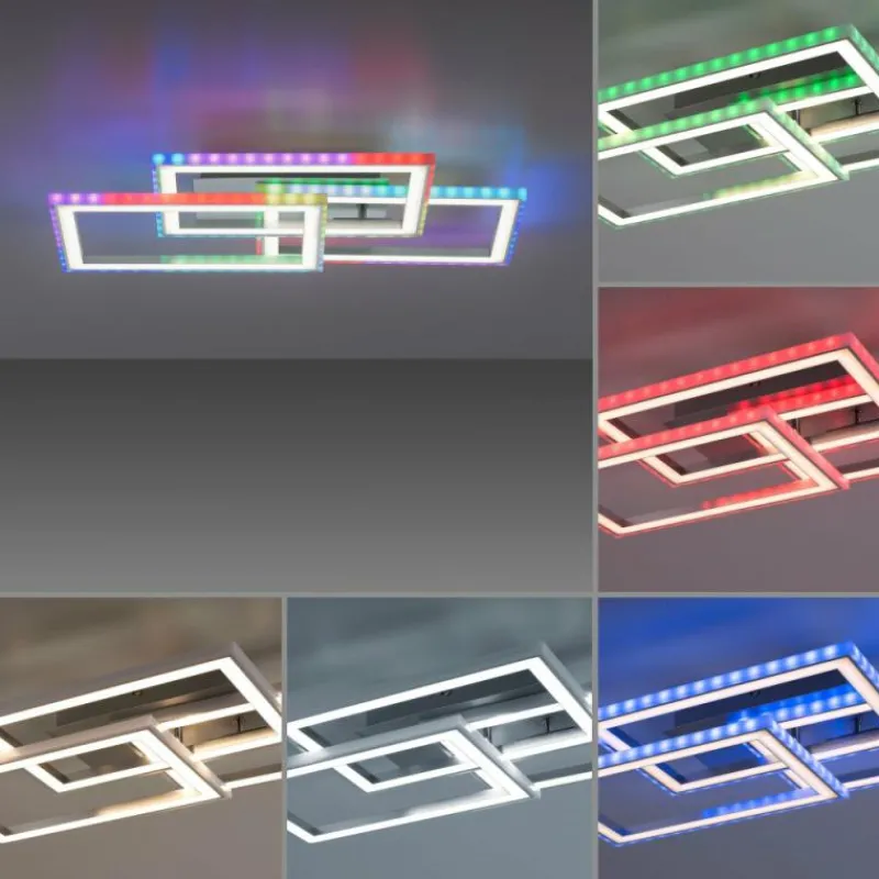 Luminaires Leuchten Direkt Plafonnier Leuchten-Direkt FELIX60 LED Acier brossé, 1 lumière, Télécommandes, Changeur de couleurs* Éclairage Led
