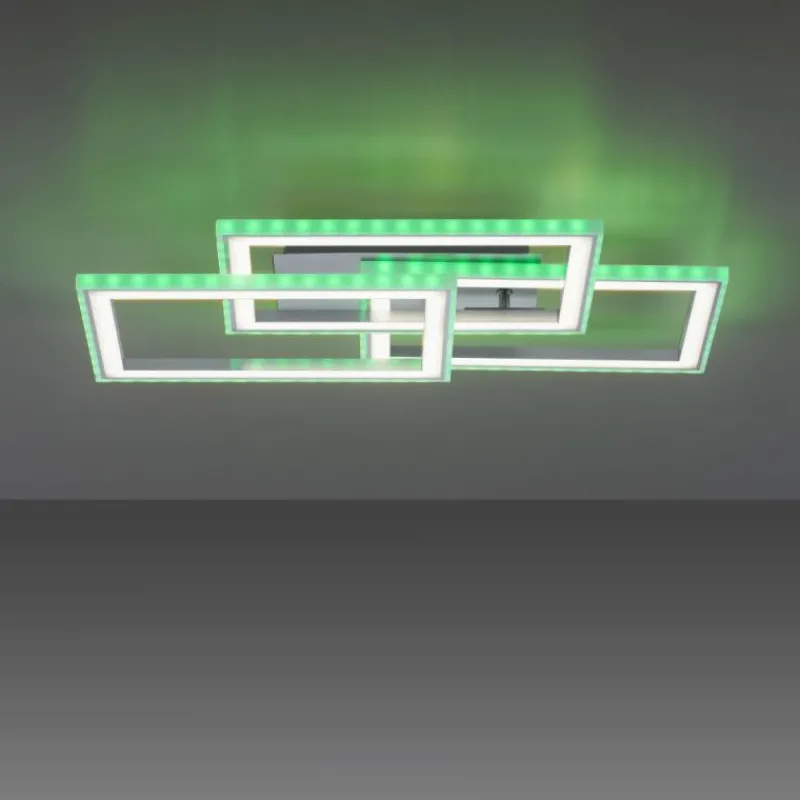 Luminaires Leuchten Direkt Plafonnier Leuchten-Direkt FELIX60 LED Acier brossé, 1 lumière, Télécommandes, Changeur de couleurs* Éclairage Led