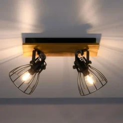 Lampes En Bois-Luminaires Leuchten Direkt Plafonnier Leuchten-Direkt TARO Noir, 2 lumières