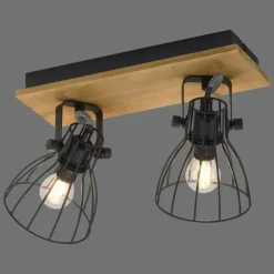 Lampes En Bois-Luminaires Leuchten Direkt Plafonnier Leuchten-Direkt TARO Noir, 2 lumières