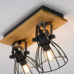 Lampes En Bois-Luminaires Leuchten Direkt Plafonnier Leuchten-Direkt TARO Noir, 2 lumières