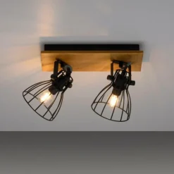Lampes En Bois-Luminaires Leuchten Direkt Plafonnier Leuchten-Direkt TARO Noir, 2 lumières