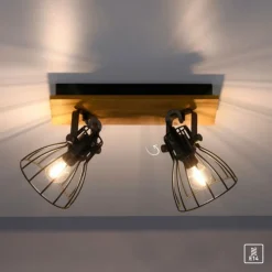 Lampes En Bois-Luminaires Leuchten Direkt Plafonnier Leuchten-Direkt TARO Noir, 2 lumières