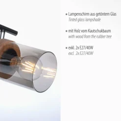 Suspension Verre Fumé-Luminaires Leuchten Direkt Plafonnier Leuchten-Direkt PASQUAL Noir, 2 lumières