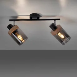 Suspension Verre Fumé-Luminaires Leuchten Direkt Plafonnier Leuchten-Direkt PASQUAL Noir, 2 lumières