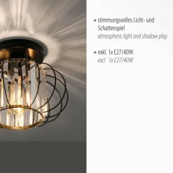 Lampes Vintages & Rétros-Luminaires Leuchten Direkt Plafonnier Leuchten-Direkt SCULA Noir, 1 lumière