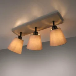 Lampes En Tissu-Luminaires Leuchten Direkt Plafonnier Leuchten-Direkt RIALA Taupe, 3 lumières
